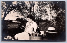 K58/ Interesting RPPC Postcard c1910 Beer Bottle Pabst? Woman on Ice 238 picture
