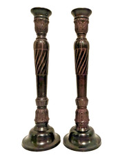 Vintage 15” Southern Living “Garrity” Bronzed Metal Ornate Candlestick Holders picture
