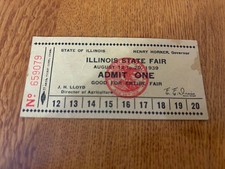 VINTAGE 1939 ILLINOIS STATE FAIR ENTIRE FAIR ADMITTANCE TICKET picture