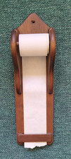 Vintage Rustic Wood Wall Note Taker Paper Roll Grocery List Holder picture