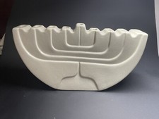 Lapid Pottery Hanukkah Lamp Menorah c1950s Israel Judaica  picture