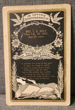 Antique 1927 Funeral Memorial Card Mrs L E Wolf 40 Years Old Mourning Ephemera picture