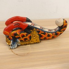 Vintage Balinese Folk Art Naga Spirit Chaser Red Gold Wood Carve Sculpture picture