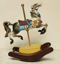 Carousel Rocking Horse Figurine on Base, Painted Multicolor Mixed Materials picture