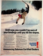 Vintage Salomon Ski Bindings Certified Dealer Magazine Ad Skier Ephemera picture