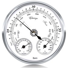 Outdoor Barometer Thermometer Hygrometer - 5In Weather Station, Home Wall, Fishi picture
