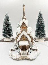 Thomas Kinkade Light of Hope Church Hawthorne Village Christmas Village Lighted  picture