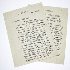 Booth Tarkington Holograph 2 page Letter Hand Written & Signed 1934 SEAWOOD ME picture