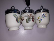 Vintage Royal Worcester Evesham Berry Florals Butterfly King Egg Coddler Lot ×3 picture