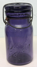 Purple Amethyst vintage Double Safety mason jar Smalley Kivlan Onthank Boston picture