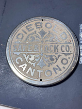 EX RARE DIEBOLD Safe & Lock Co CAST IRON Door Badge Emblem Medallion Round  picture