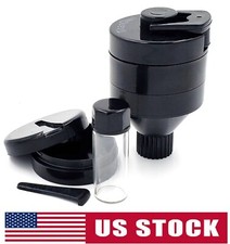 Plastic Spice Funnel Crank Grinder Hand Mill Dia 1.6 inch Portable w/ Glass Vial picture