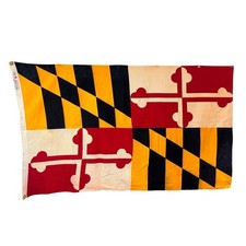Vintage Cotton Flag Of Maryland State 3 X 5 picture