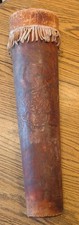 Antique Vintage Hand Tooled Leather Handmade Quiver Ind On Horse W/ Bow & Arrow picture
