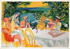 Wine Alfresco by LeRoy Neiman, from Painting, L'Equipe Newspaper -- Art Postcard picture