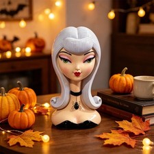 Halloween Resin Vintage Lady Head Figurine for Home Decor - Antique Style Gothic picture