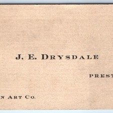 Vtg 1910s Preston Iowa Clinton Art Co Business Trade Card J.E. Drysdale IA picture