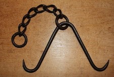 Hook Antique Wrought Butcher Hook 24'' with Chain - Meat Beam Hanging picture