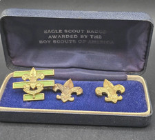 Vintage 1920s BSA Junior Assistant Scoutmaster Pin Set Robbins PAT 1911 Eagle picture