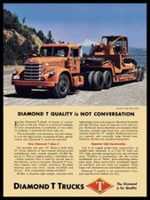 1961 Diamond T Truck w. Flatbed Trailer NEW Sign 24x30