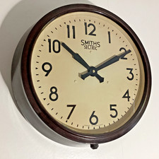 Large 1950s SMITHS SECTRIC Vintage Station Industrial Bakelite Wall Clock 14.5” picture