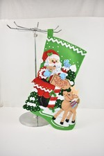 Sequence Christmas Stocking 18” North Pole This Way Felt Completed Bucilla picture