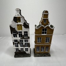 Vtg K's Collection Amsterdam Canal Houses Resin Miniature Village Figurine Pair picture