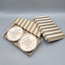 Vtg Pipe Fitters Union UA Slogan Coaster Sets Lot 2 Round White Org Boxes NOS picture