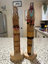 Set Of 2: Extra Tall Hand Carved; Signed By Artist; Navajo Kachinas picture