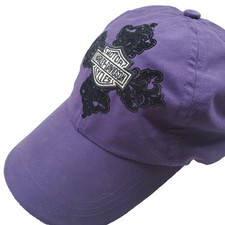 VTG Harley-Davidson Women's Adjustable Logo Purple Baseball Hat Velvet Lace Look picture