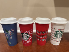 Starbucks Holiday Reusable Cups with Lids Set Of 4 picture