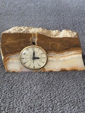 Vtg 1950s Lanshire Agate MCM Electric Mantle Clock Rock Stone Needs Motor picture