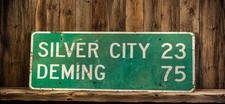 Vintage New Mexico Hwy Sign SILVER CITY 23 DEMING 75 Auth NMDOT 52x24 Retired picture