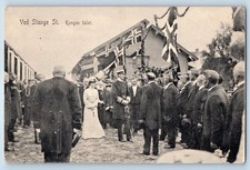 Innlandet Norway Postcard At Stange St. The King speaks c1910 Antique picture