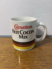Vintage Carnation Hot Cocoa Mix Mug Retro Striped Ceramic Coffee Cup 1980s Korea picture