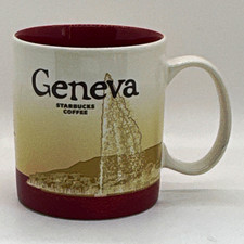 Starbucks Geneva City Coffee Mug White Burgundy Beige Coffee & Tea picture