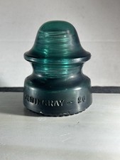 Antique Hemingray No. 20 Deep Green Glass Insulator Bubbles Swirls Telephone picture