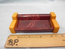 Catalin Cranberry Swirl & Butterscotch Mahjong Business Card Holder picture