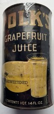 Vintage Polk’s Grapefruit Juice 1Qt 14Oz Advertising Tin Can picture