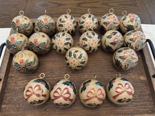 19 Vintage Cloissone Ornament Holly Leaves & Berries Enameled - Brass Loop picture