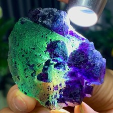 76G Rare transparent green purple cubic Zhejiang fluorite mineral sample picture