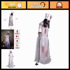 Life-Size 5.2ft Animatronic Convulsing Nurse Halloween Decoration - Motion Sound picture