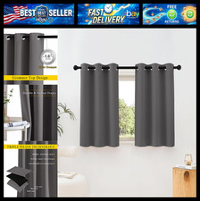 NICETOWN Grey Room Darkening Curtains Blackout 40 inch Curtains for Kitchen, Gro picture