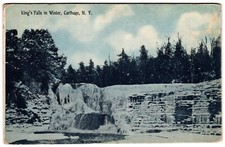 King's Falls in Winter Carthage NY c1900s Frozen Falls Postcard picture