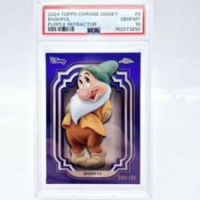 2024 Disney Topps Chrome Bashful #9 PSA 10 Snow White Purple /199 picture