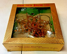 Vintage Genuine Italian Lighted Star Amber Beaded Christmas Tree Topper 1960's picture