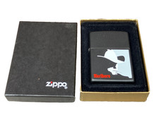 VTG 90s ZIPPO MARLBORO MAN BLACK SILHOUETTE MATTE w BOX VGC  picture