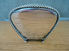 Silverplate Letter Holder Desk Accessory Solid Fan Shape Rope Trim Hallmark 