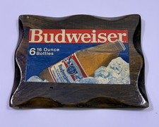 Vintage Budweiser Beer Advertising Pine Wood Wall Plaque Handmade NH 10.5” picture