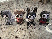 Furrybones Lot of 4 Skeleton Figurines: Dots, Anubis, Moose, Pugsly Furry Bones picture